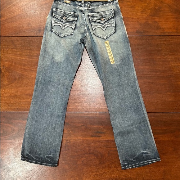 FLYPAPER Jeans Bootcut Distressed Size 32 x 34 Short Inseam NWT Canvas Belt - Picture 4 of 12